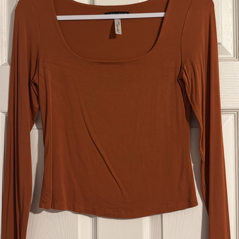 Urban Outfitters Brown Fitted Crop Blouse